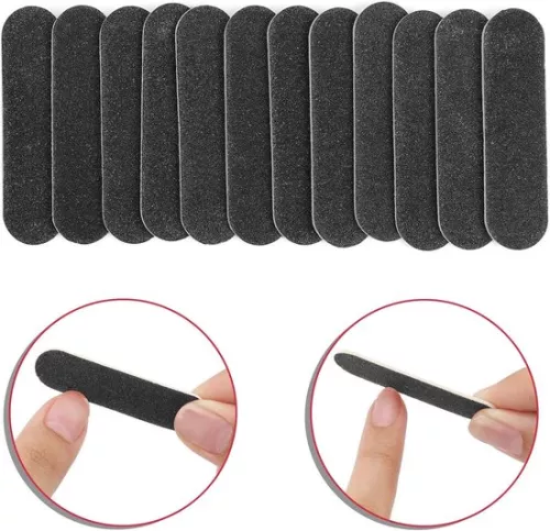 merkloos 100 Mini Double Sided Nail Files Set - 180/240 Grit - For Women Girls Professional Bulk Nail Buffer Acrylic Manicure Tool (Black) (6154102119116)