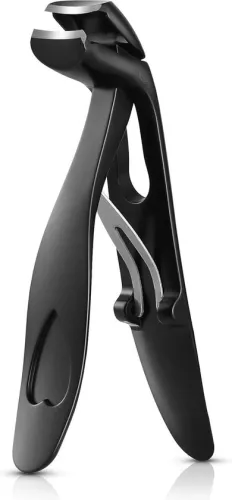 merkloos Ergonomic toenail clippers with slanted head for seniors and thick nails - premium steel nail clippers with catcher for men and women - black (6152913243266)