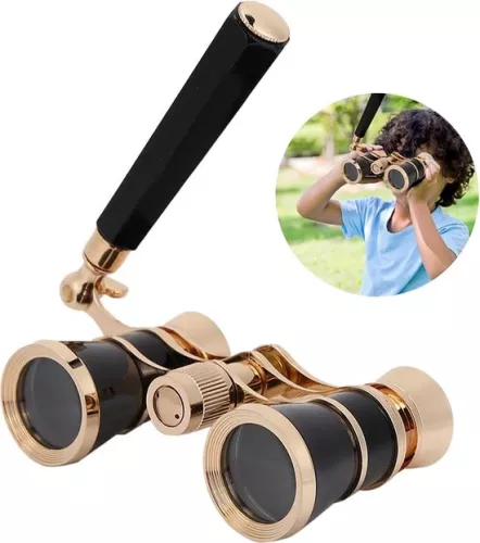 Allecto Plus - Portable Opera Theater Binoculars 3x25 for Women, Girls, and Children - Black