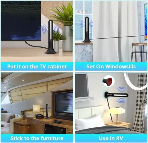 merkloos TNT HD TV Antenna - Powerful Digital HDTV Antenna with Signal Booster - 250 Mile Range - 360° Rotation - Portable - 4K 1080P VHF - Free Reception . (8785309312888)