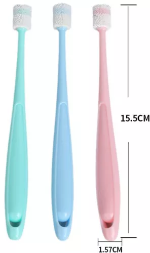 merkloos 3-Pack 360-Degree Food Grade Silicone Toothbrushes for Small Dogs and Cats, Dental Care, Kitten Teeth Brushing Kitten Set, 15.5*1.57cm, Pink, Blue and Green (8410900088213)