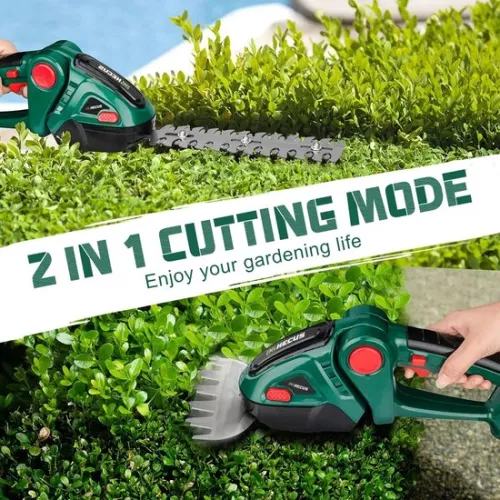 Cordless Hedge Trimmer with Ergonomic Handle and Safety Guard - 52cm Blade Length - Tooth Spacing for Efficient Pruning - Includes 2 Batteries! - Lightweight Hedge Trimmer for Garden, Fences, and Yard Maintenance