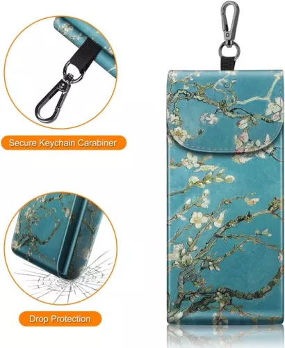 merkloos Double glasses case with carabiner - portable - vegan leather - 1 piece (9503397973489)