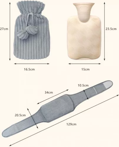 merkloos Pouch hot water bottle - 1 liter - Hot water bottle - Hot water bottle pouch - 3 in 1 - Up to 6 hours of warmth - Wonderfully soft - Menstrual heat band - Pain relief for neck, back, shoulders and legs (9193396601461)