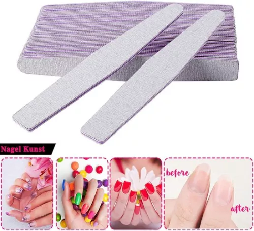 merkloos 50 Pieces Nail Files 100/180 Double Sided Files For Gel Nails - Professional Polish Manicure Nail Art Material Sandpaper Shape Diamond Color Grey/Core Purple (6154107885856)