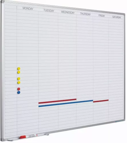 Whiteboard Deluxe Stephens - Enamel steel - Weekly planner - Monthly planner - Yearly planner - Magnetic - White - English - 60x90cm