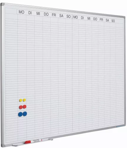 Whiteboard PRO Randolph - Enamel steel - Weekly planner - Monthly planner - Yearly planner - Magnetic - White - German - 90x120cm