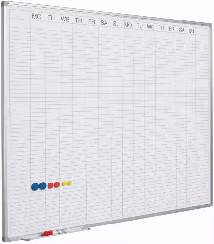 Whiteboard PRO Ingram - Enamel steel - Weekly planner - Monthly planner - Yearly planner - Magnetic - White - English - 90x120cm