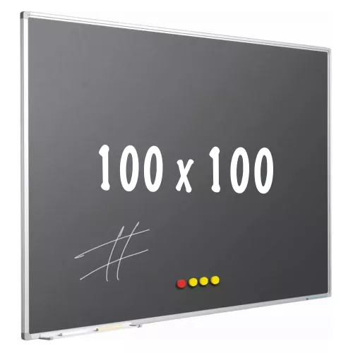 Chalkboard PRO Hayden - Magnetic - Schoolboard - Easy assembly - Enamel steel - Grey - 100x100cm