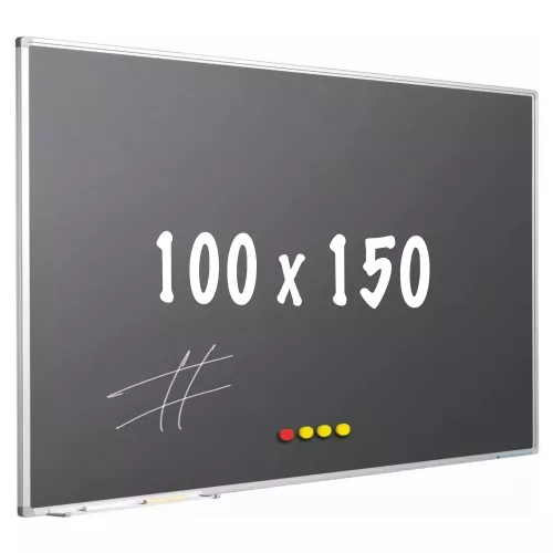 Chalkboard PRO George - Magnetic - Schoolboard - Easy assembly - Enamel steel - Grey - 100x150cm