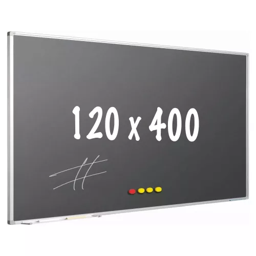 Chalkboard PRO Elvis - Magnetic - Schoolboard - Easy assembly - Enamel steel - Grey - 120x400cm