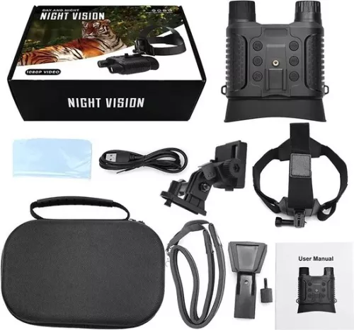 merkloos Night Vision Goggles - Night Vision Goggles With Infrared - Rechargeable - Night Vision Waterproof - Suitable For Day And Night - Airsoft/Safari/Hiking/Hunting/Wildlife/Prepper (6150634627631)