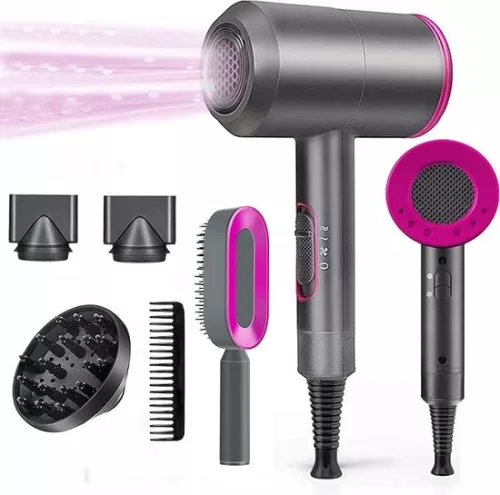 2000W Ionic Blow Dryer with Concentrator and Diffuser - Enhanced Curls & Waves - Frizz Reduction - Professional Portable Travel Hair Dryer - Normal Curly Hair Hair Dryer