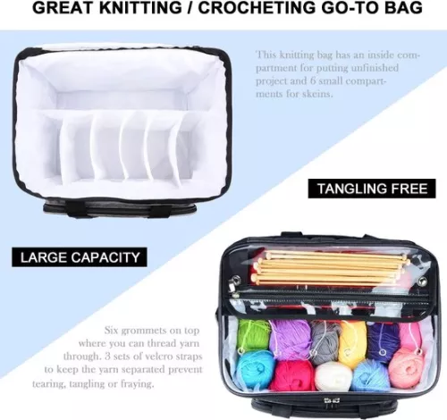 unbranded Wool storage bag, knitting bag for yarn storage for knitting, crochet, skeins of yarn, knitting needles (up to 35.5 cm) (purple) (7595980206472)